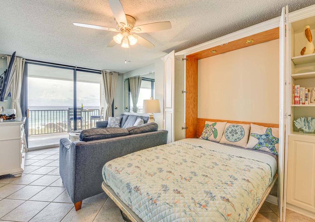 Queen murphy bed in the living room