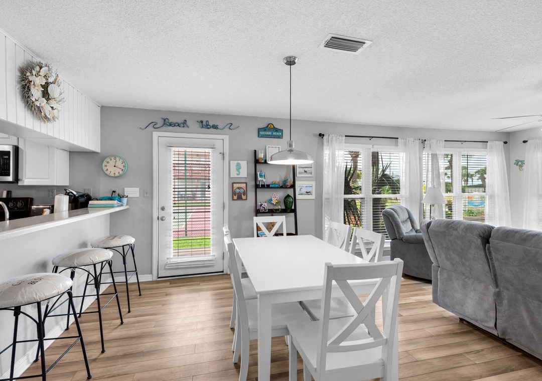 Dining table with seating for six