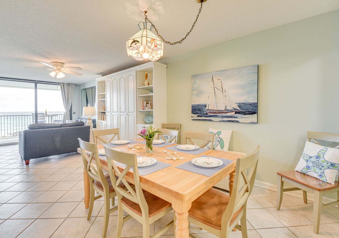 Dining table with seating for six