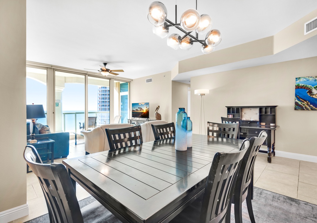 Dining table with seating for six