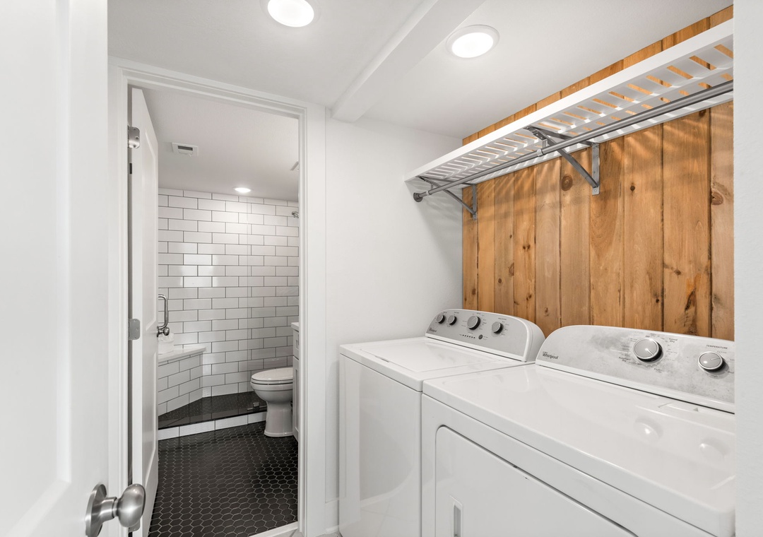 Guest bathroom and in-unit laundry