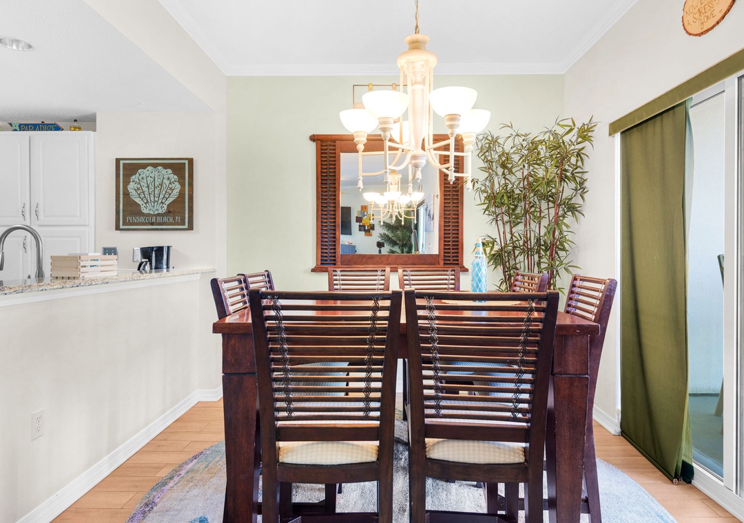Seating for eight at the dining table