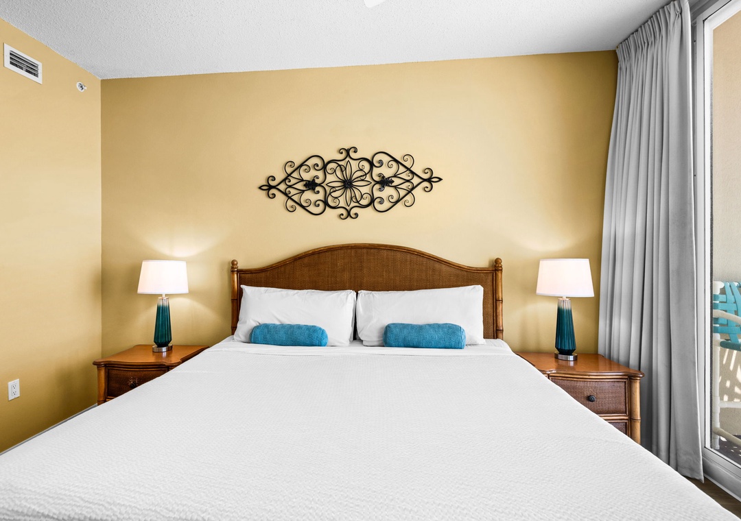 King bed in the primary bedroom