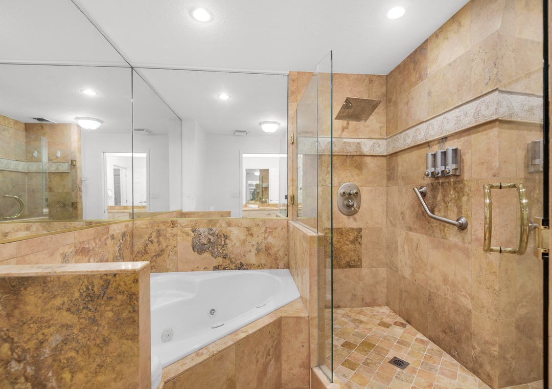 Walk-in shower in the primary bathroom