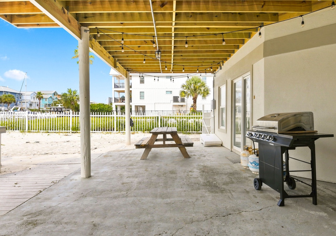 Covered patio grilling area