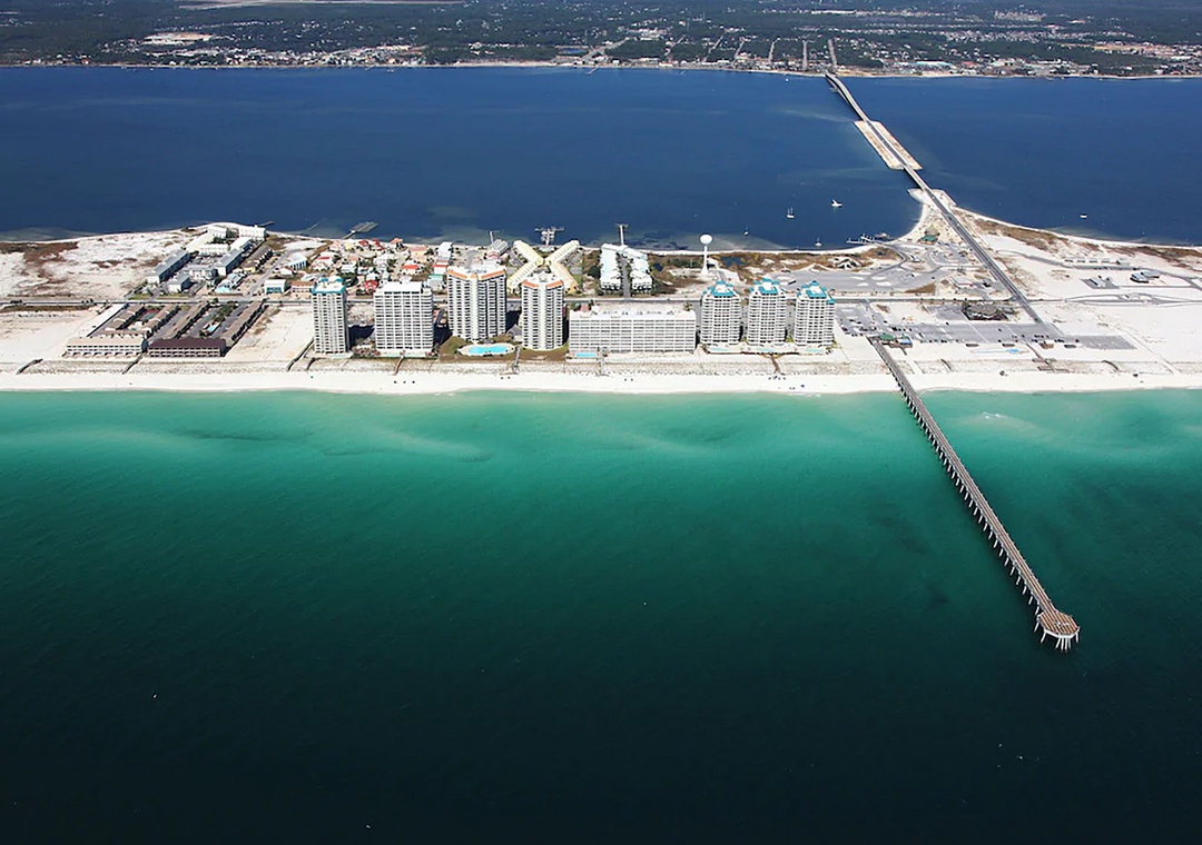 Aerial shot of Navarre Beach