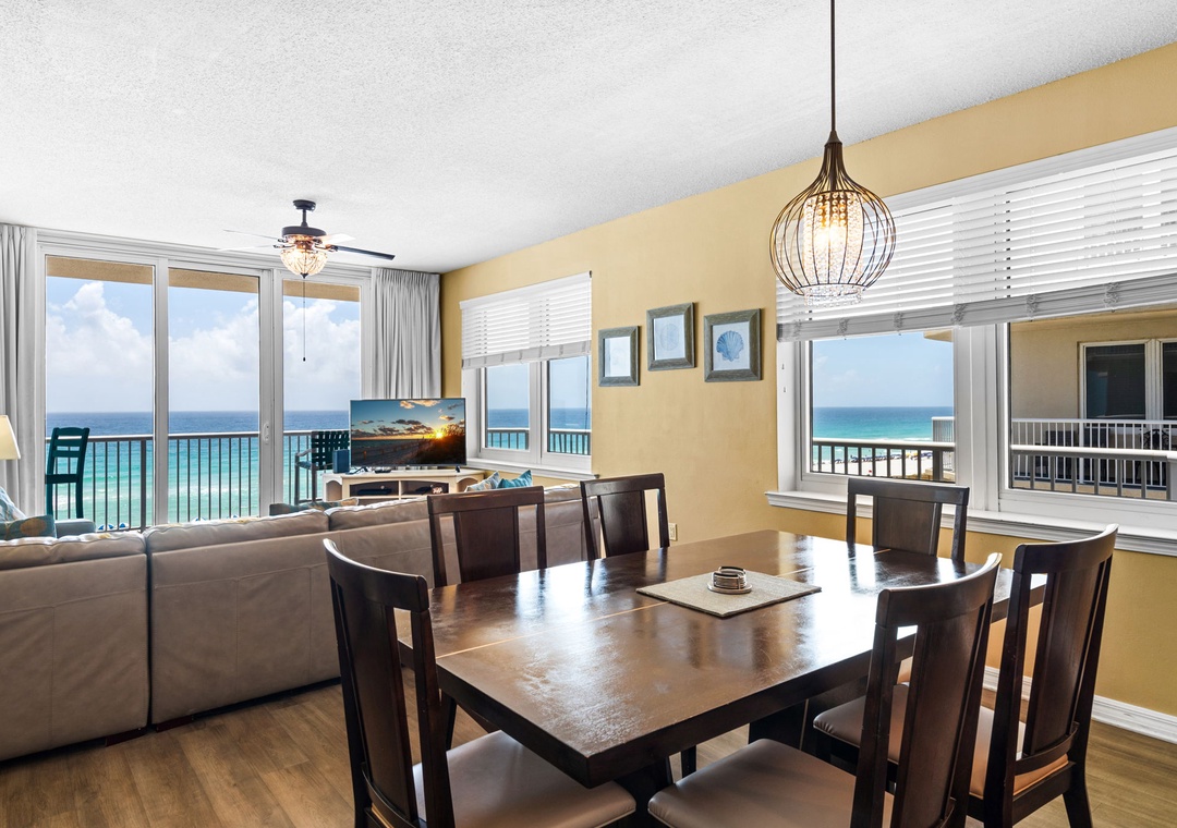 Dining table with seating for six