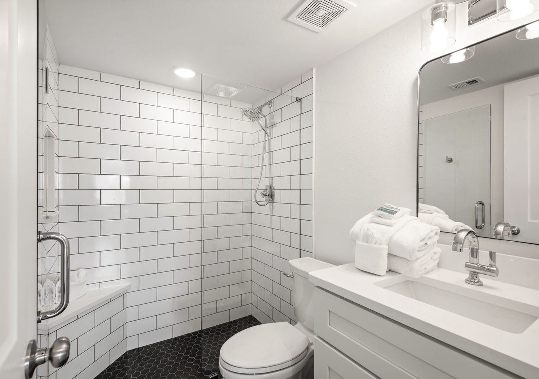 Guest bathroom walk-in shower