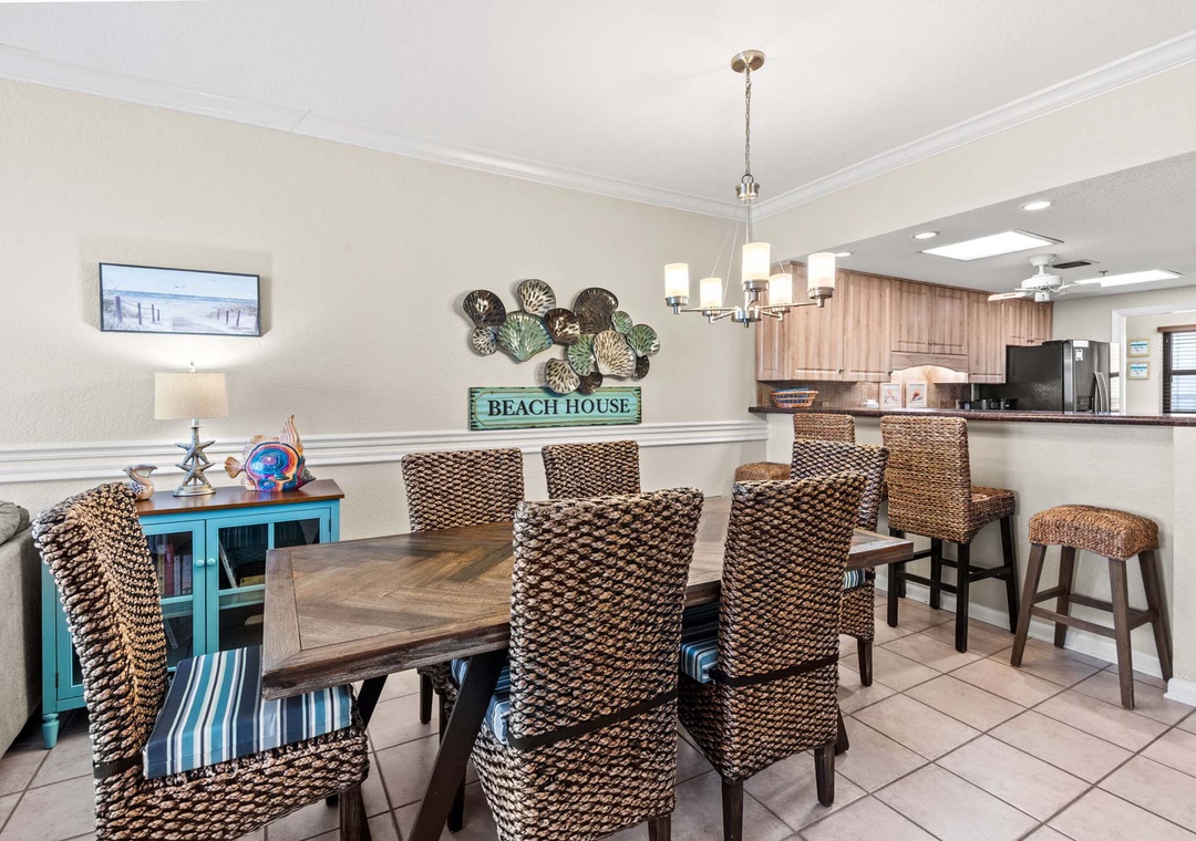 Dining table and kitchen
