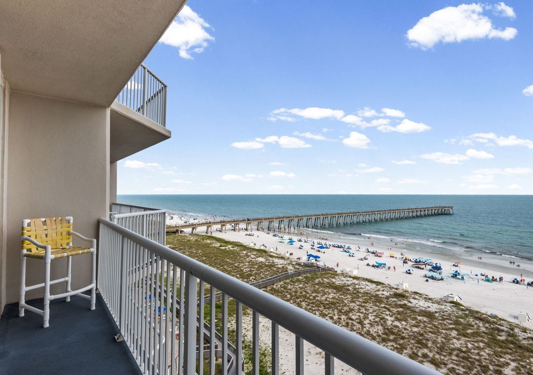 Private balcony at Summerwind West 804 overlooking the beach