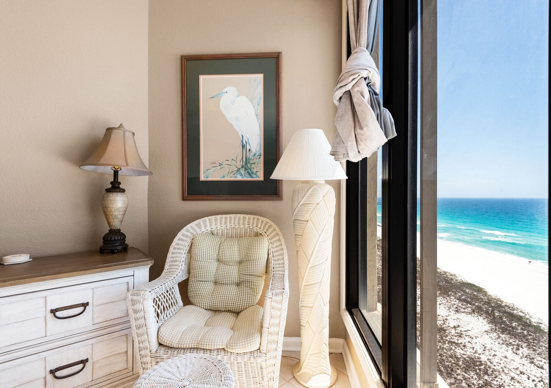 Seating area with a view in the primary suite