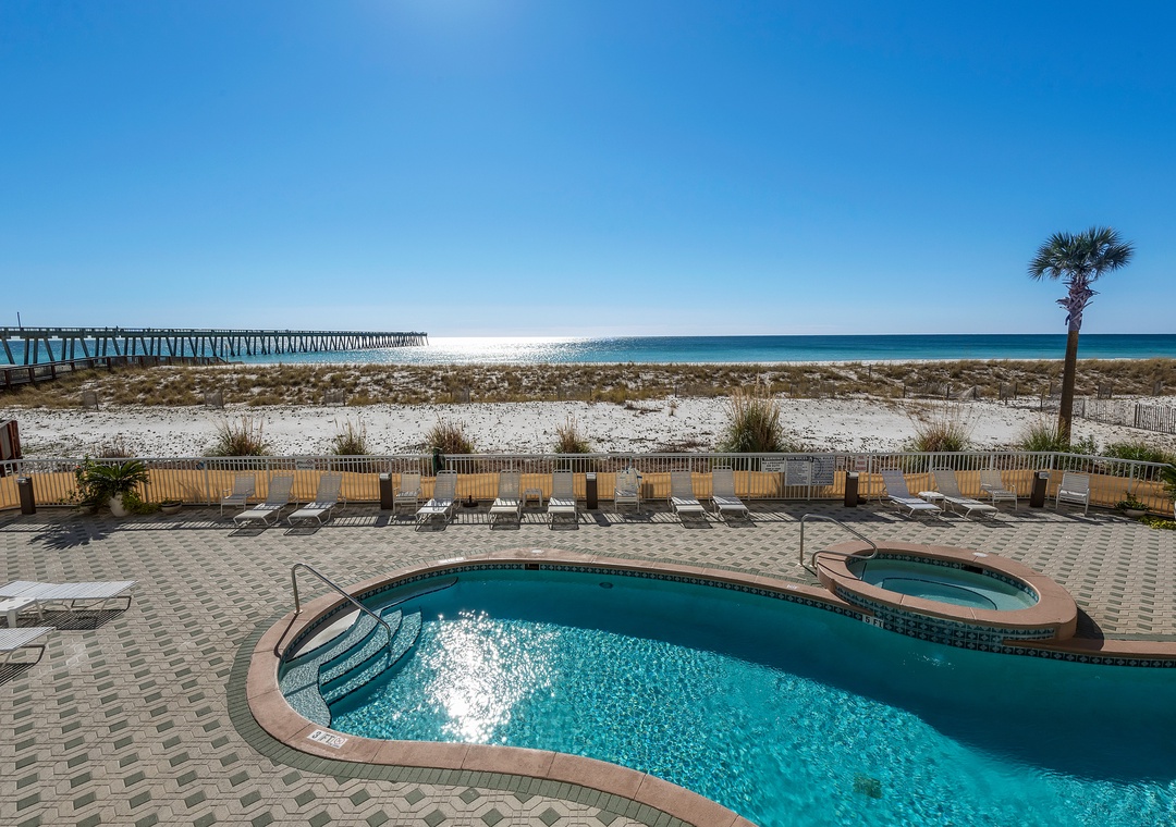 Pool just steps from the beach