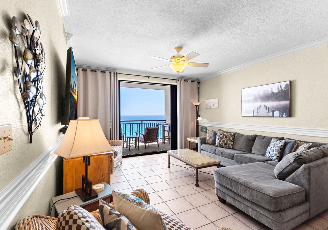 Living room with queen sleeper sofa