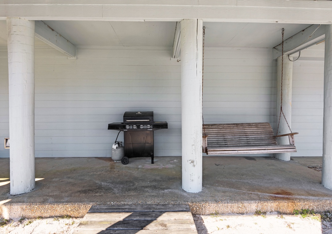Grill out on the ground floor patio