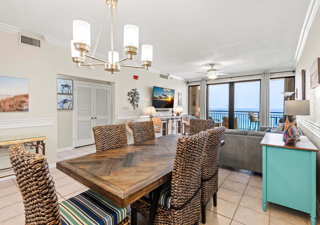 Dining table with seating for six