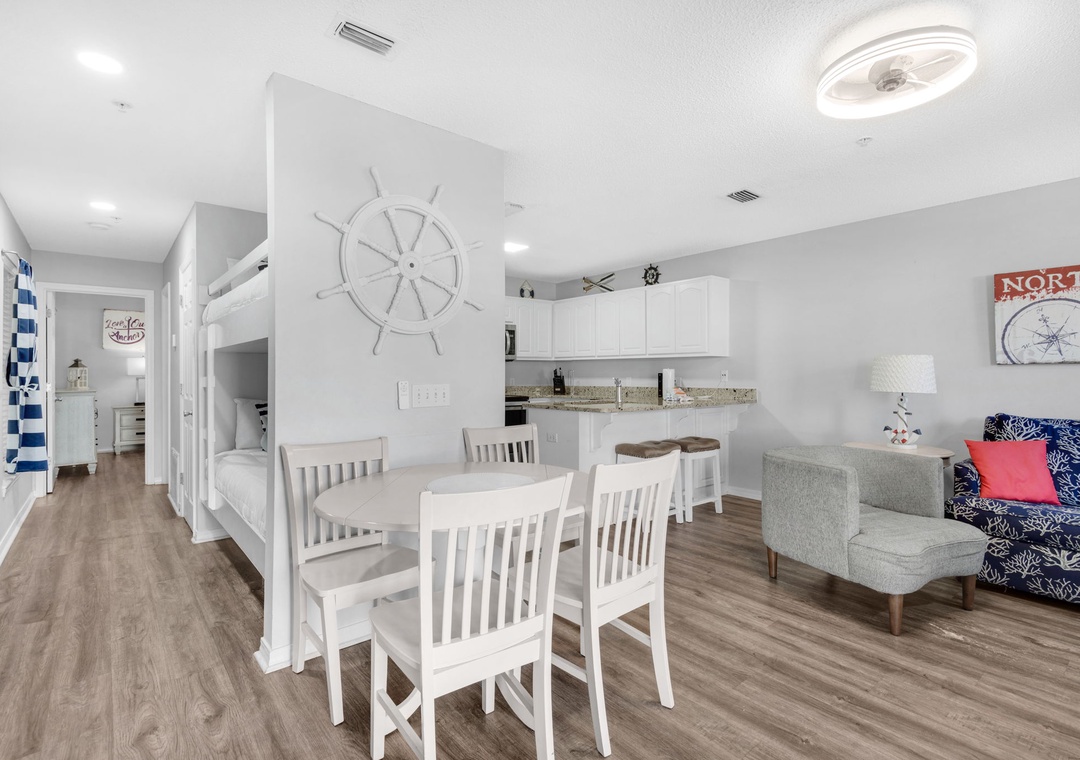 Dining table with seating for four