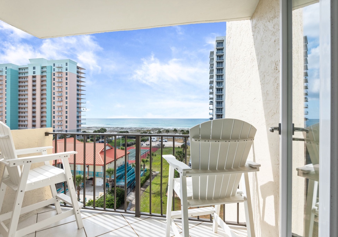 Private balcony off of the kitchen with Gulf views