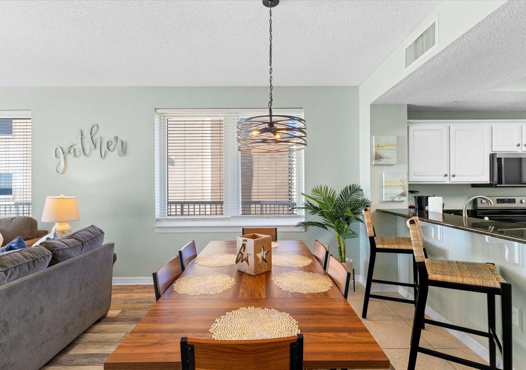 Dining table with seating for six