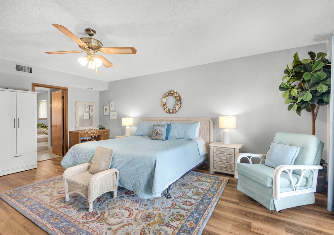 King primary bedroom on the main floor