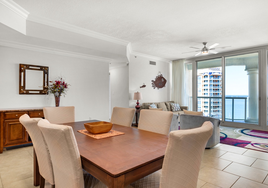 Dining table with seating for six