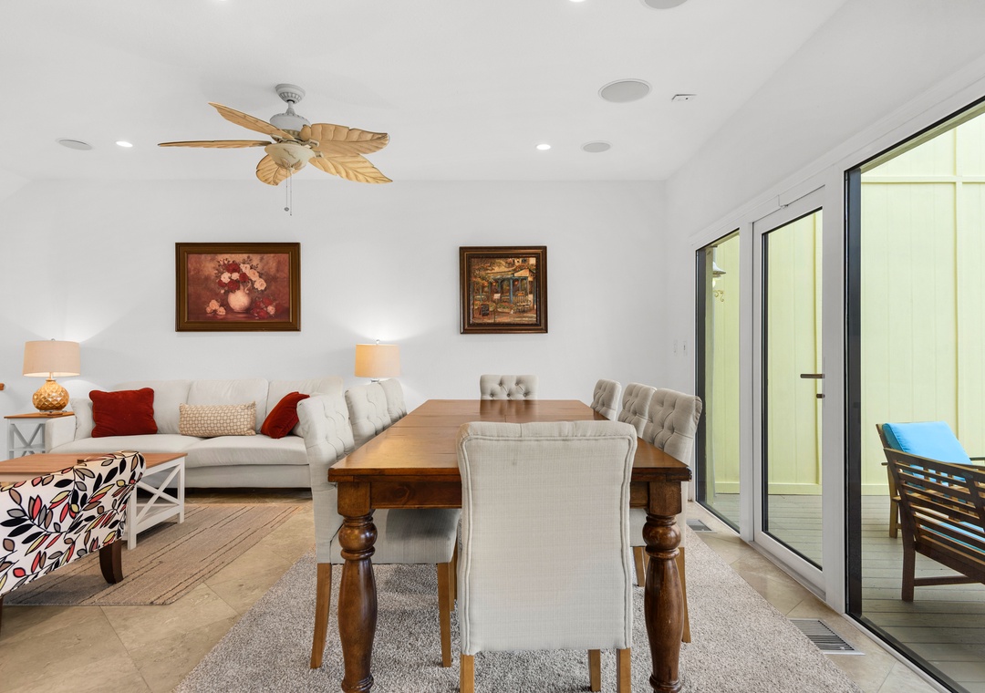 Dining table with seating for eight