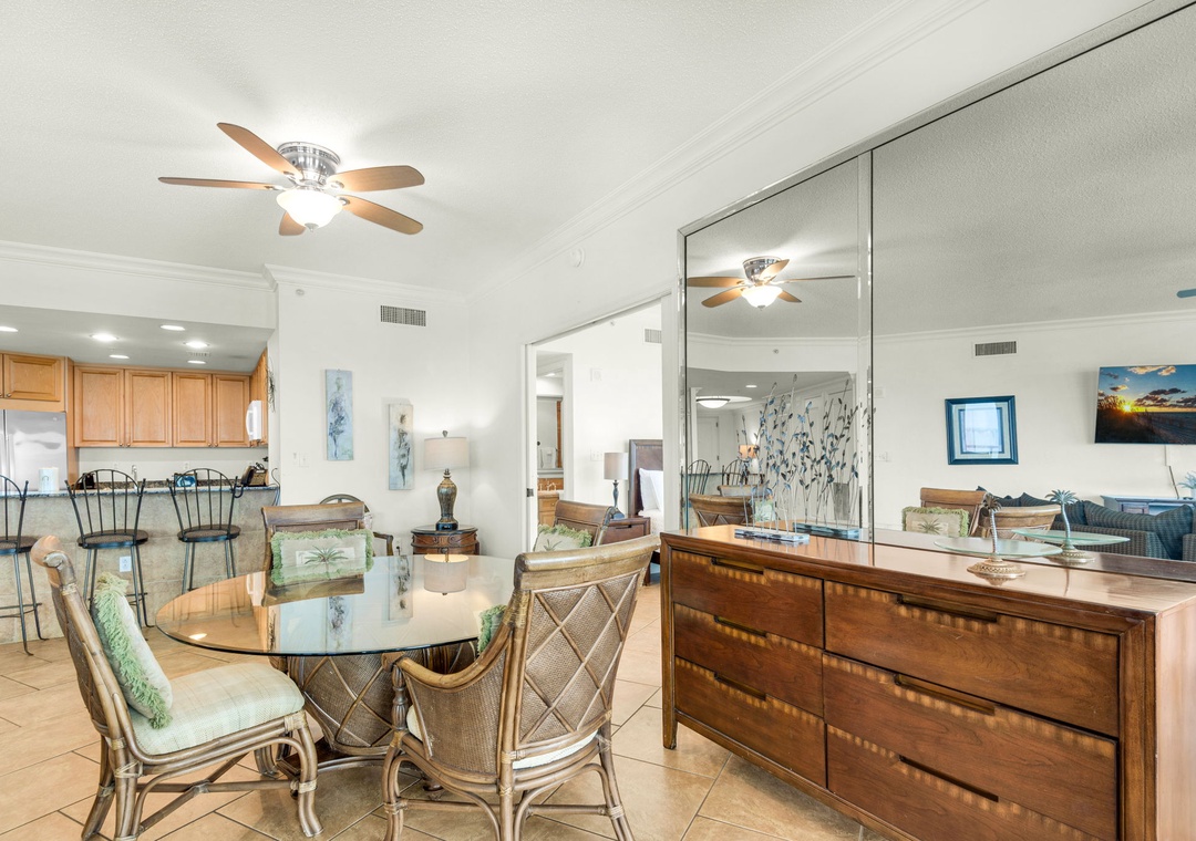 Seating for four at the dining table