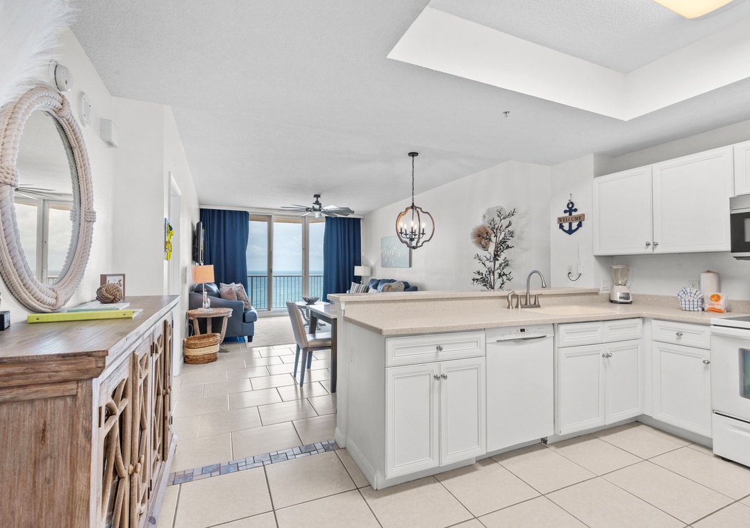Kitchen, living and dining space