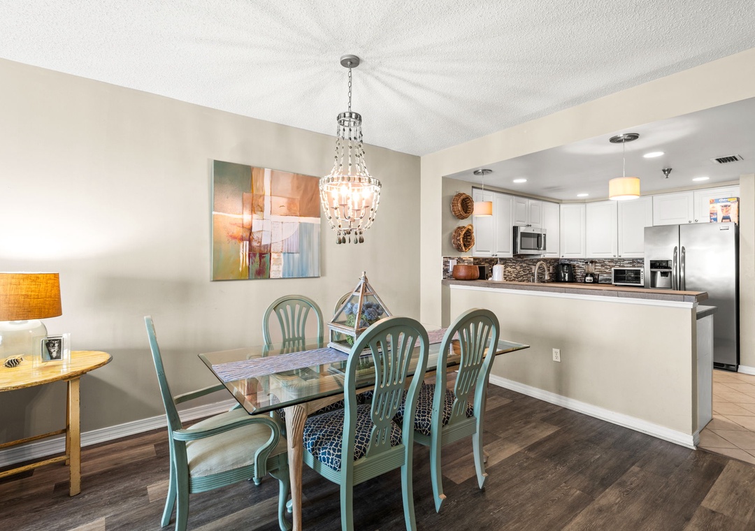 Dining table with seating for six