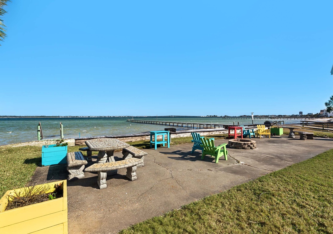 Picnic area with water views