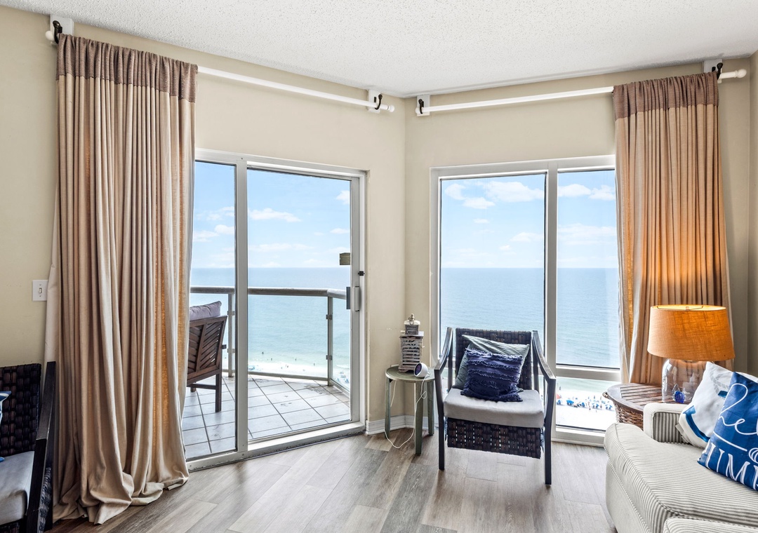 Enjoy the view from the floor-to-ceiling windows
