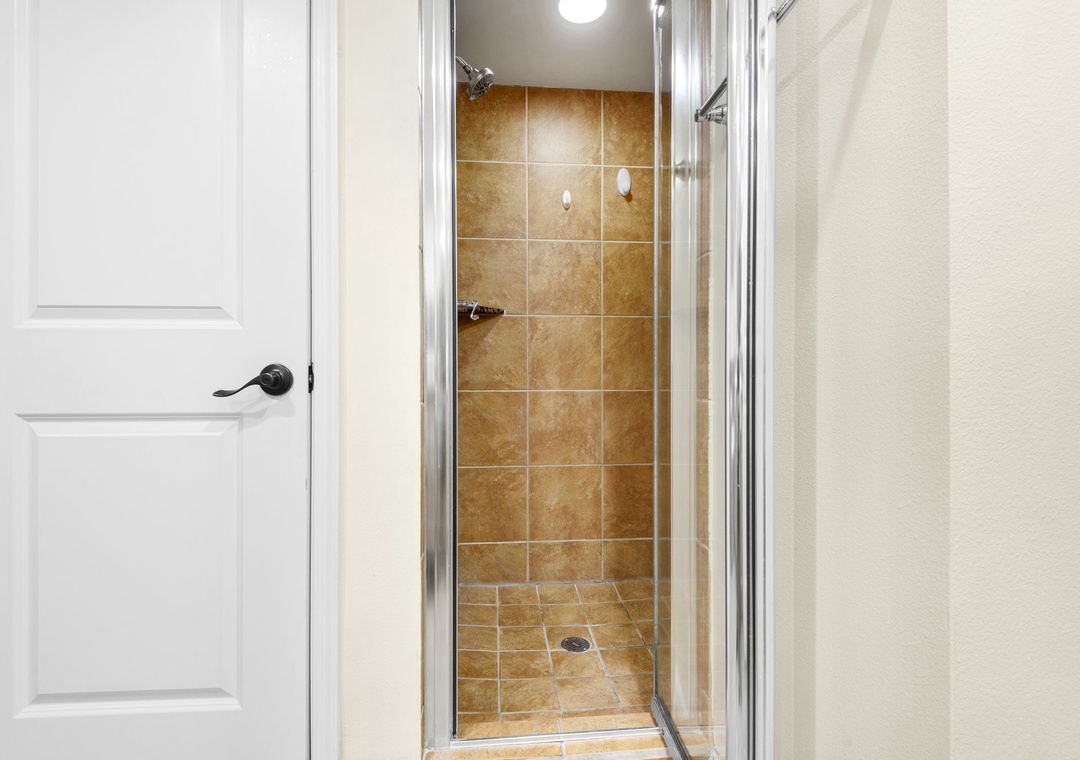 Walk-in shower in the primary bathroom