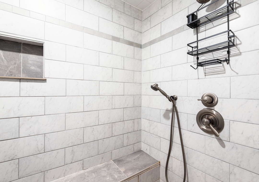 Walk-in shower in the guest bathroom