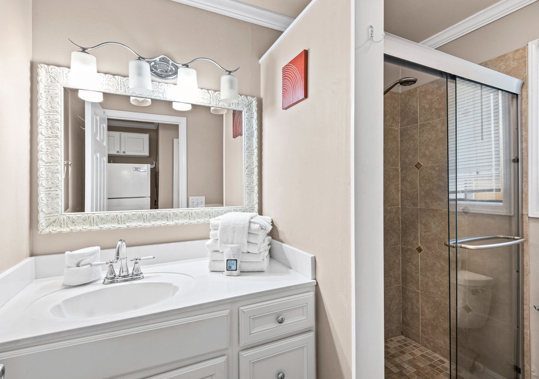 Full bathroom with walk-in shower