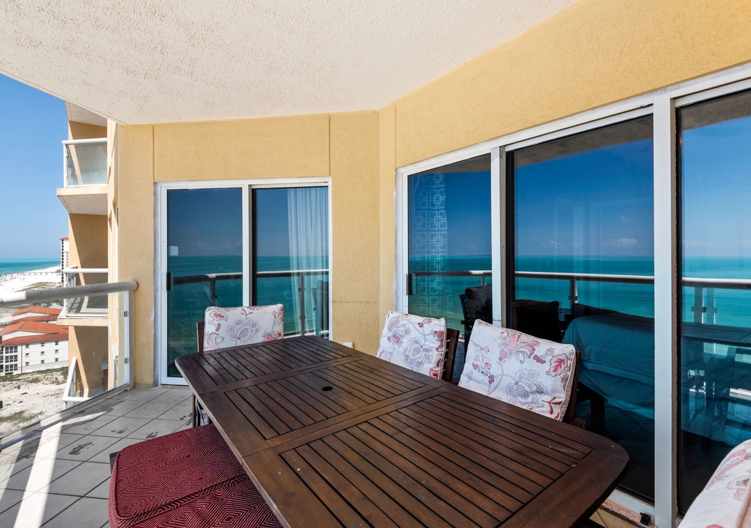 Dine al fresco on the private balcony