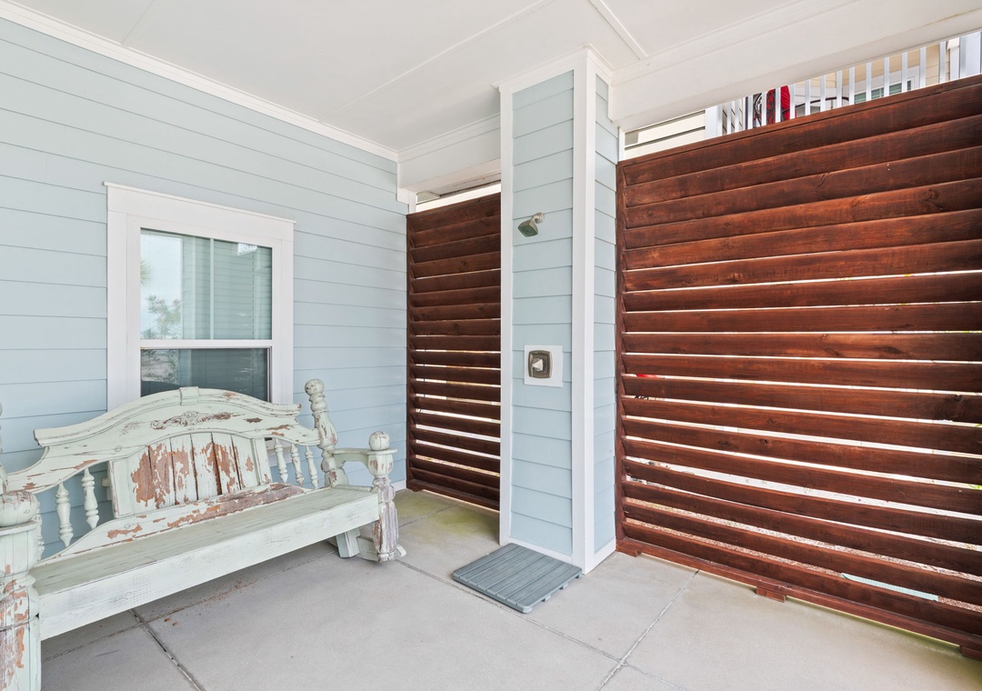 Covered patio and outdoor shower
