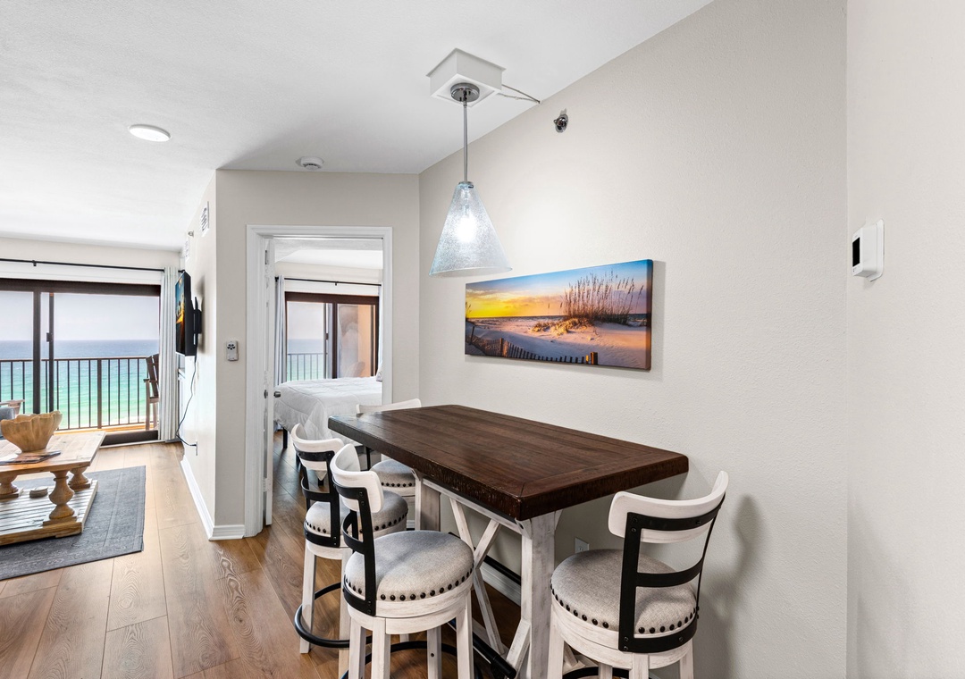 Seating for four at the dining table