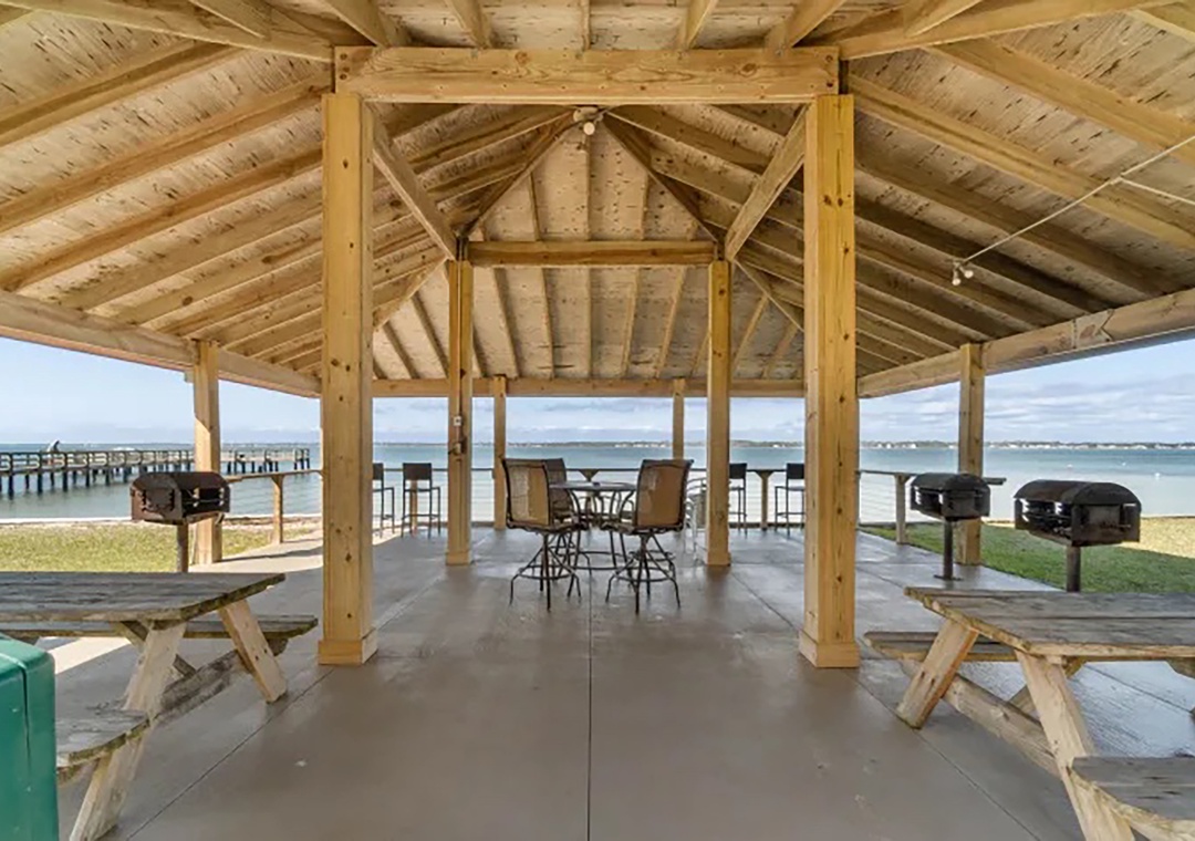 Gazebo with grills and plenty of seating areas