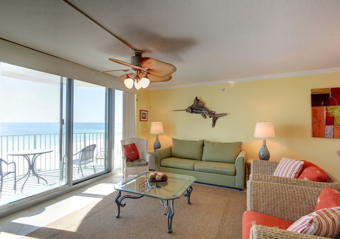 Perdido Towers 603 Living Room and Beach View Balcony