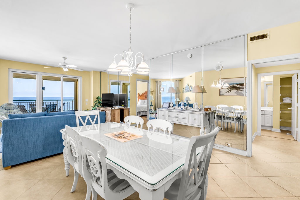 Dining Room View to Living Room & Balcony