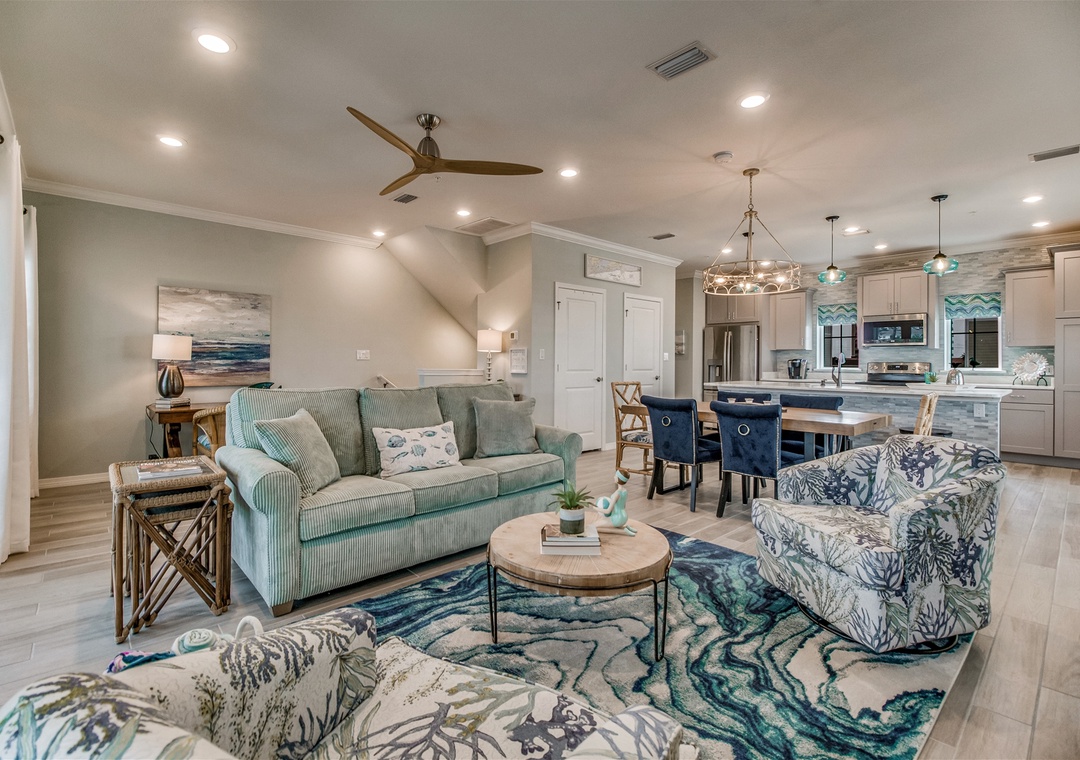 Lost Key Sugar Dune Retreat Living Room and Dining Room