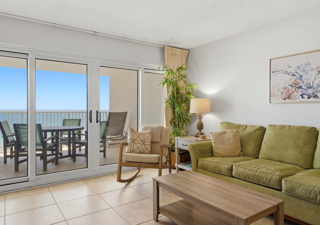 Sandy Key 537- View to Balcony from Living Room