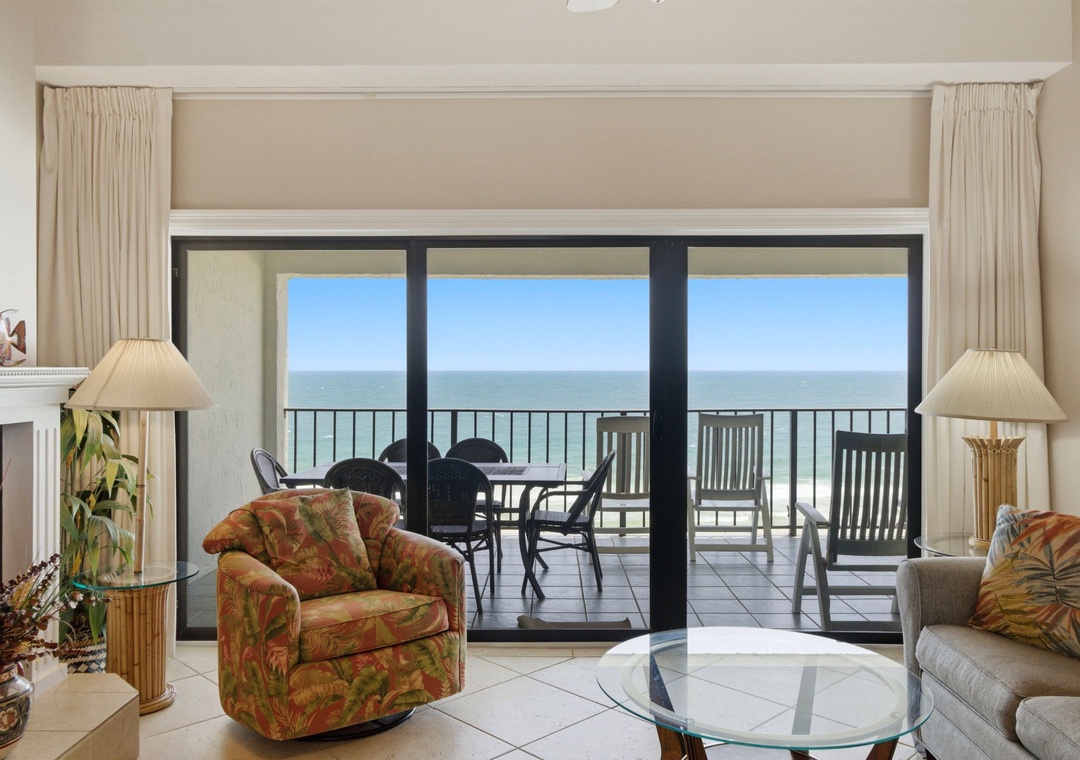 Shipwatch D803- Settle into your cozy living room, where floor-to-ceiling glass doors frame endless ocean views. Step onto your private balcony to feel the sea breeze and hear the waves.