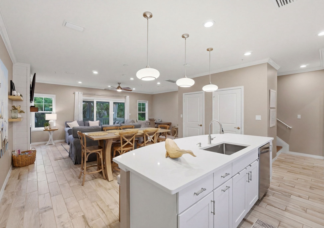Salty Seagull- View of Kitchen to Dining Room