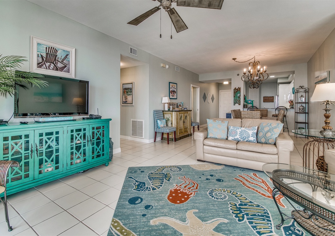 Beach Colony Tower 10B Living Room And TV
