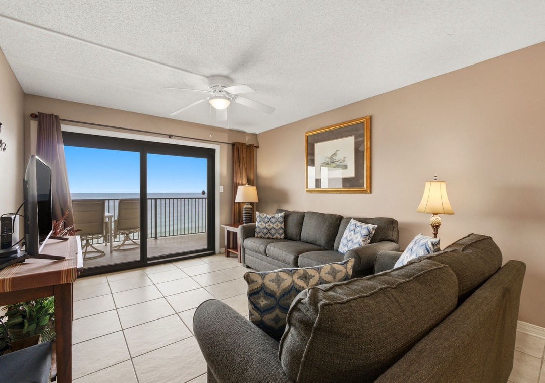 Ocean Breeze West 804- Living Room View to the Balcony