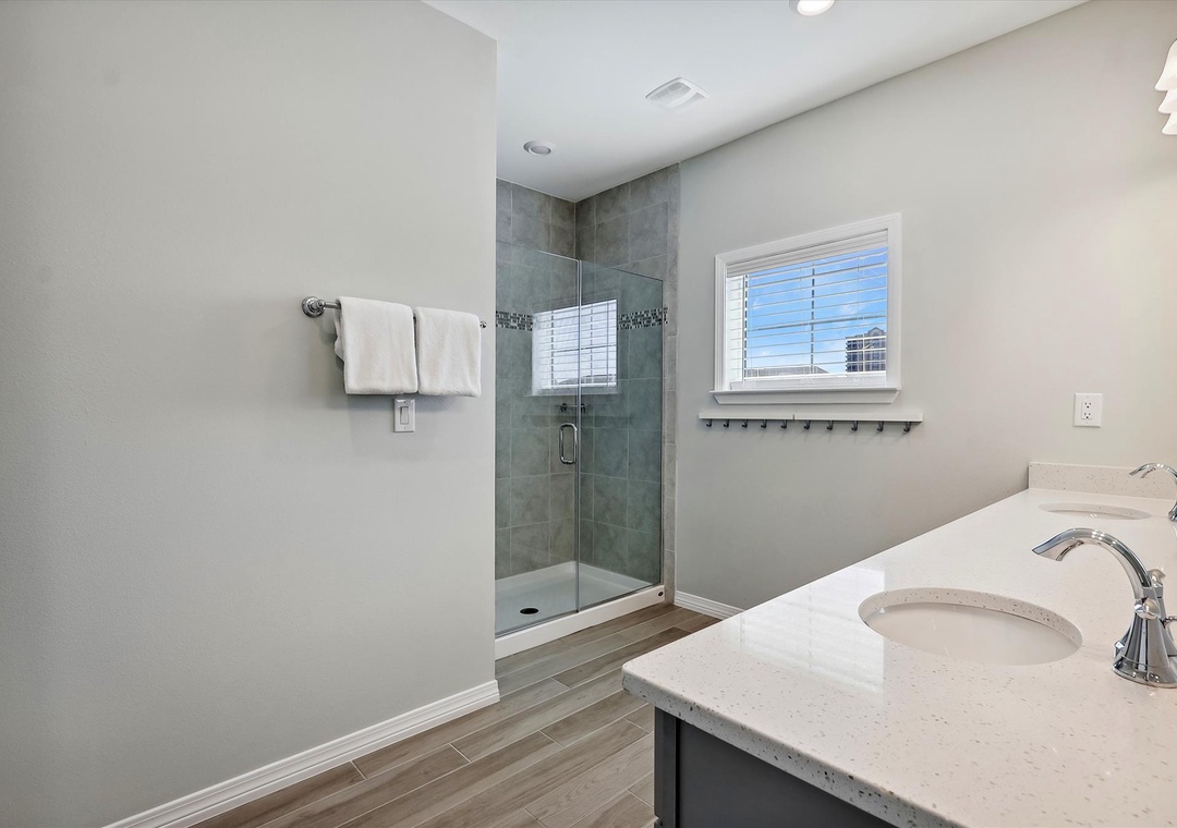 Lost Key Barefoot Bungalow Guest Bathroom #1 Glass Shower