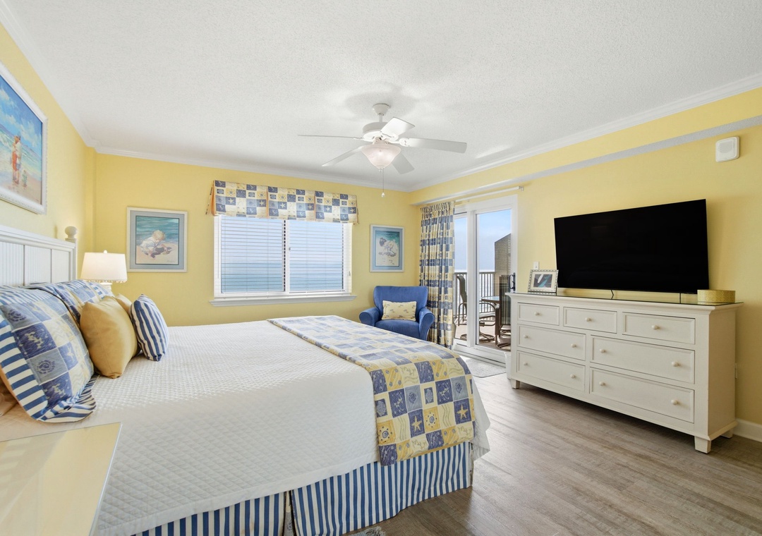 Sandy Key 821- Bedroom 1 with TV & Balcony View