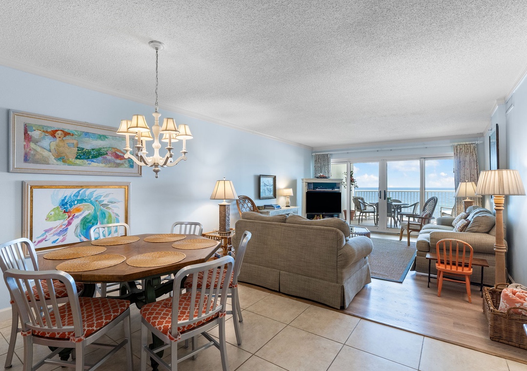 Sandy Key 338- Your oceanfront retreat awaits with calming coastal decor, comfortable gathering spaces, and a private balcony where you can sip your morning coffee while watching the waves roll in.
