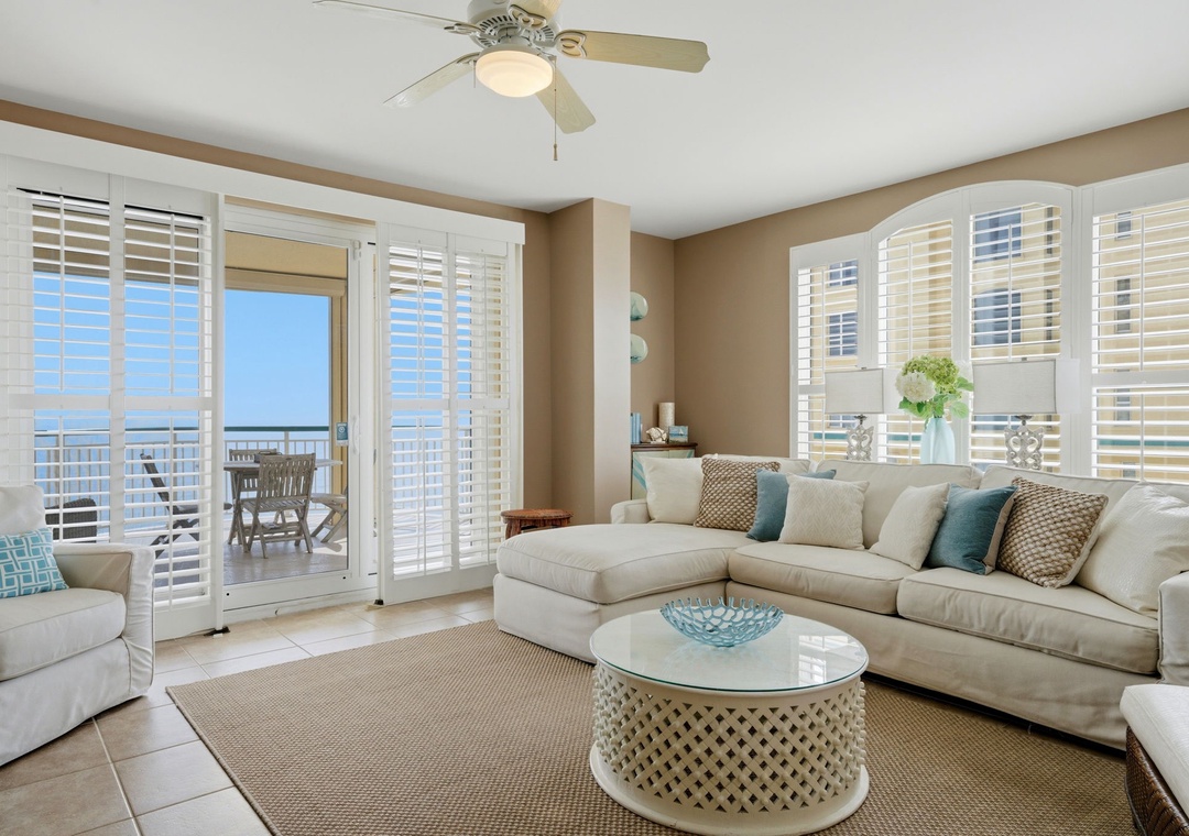 Beach Colony Tower PH1D- Living Room with View to Balcony