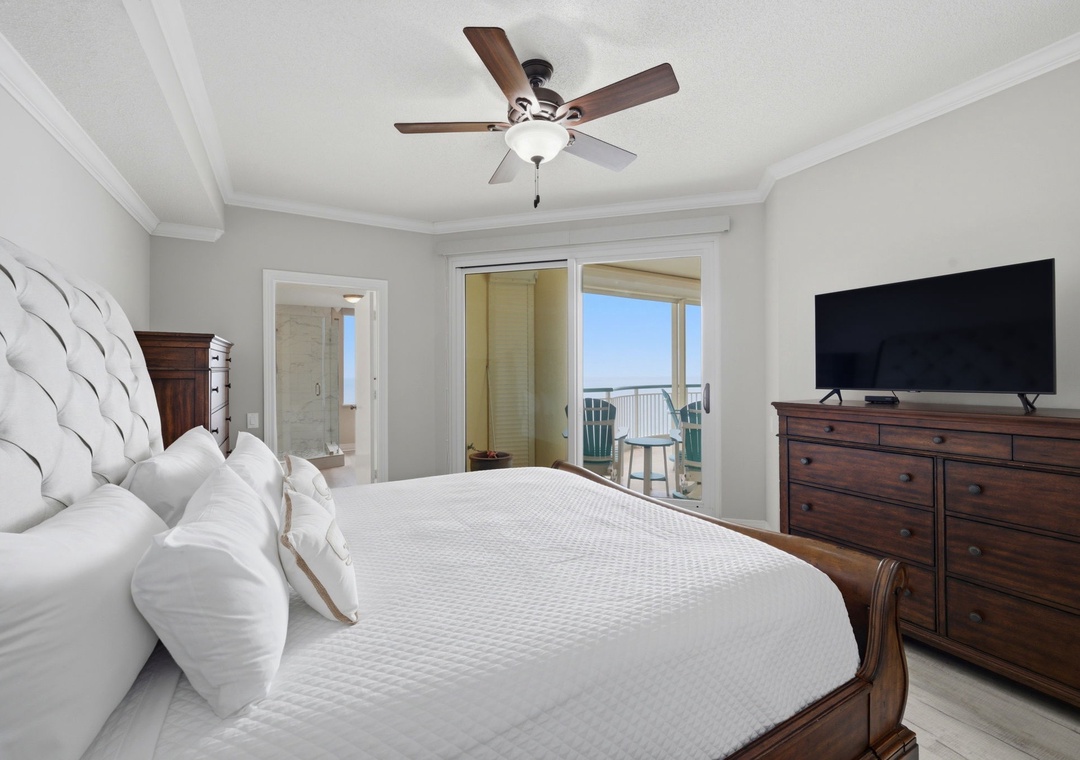Beach Colony West 11C- Bedroom 1 View of TV & Balcony